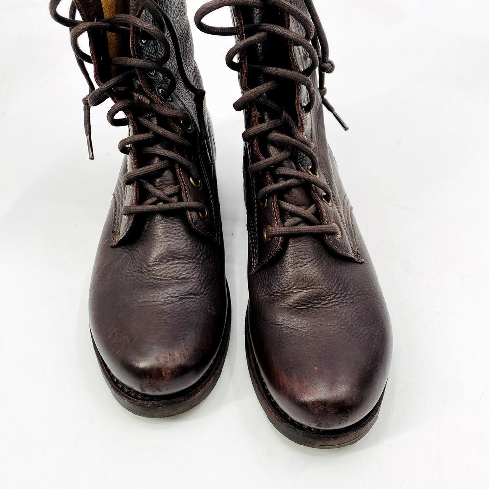 Frye Veronica Leather Cherry Brown Combat Boots - image 5